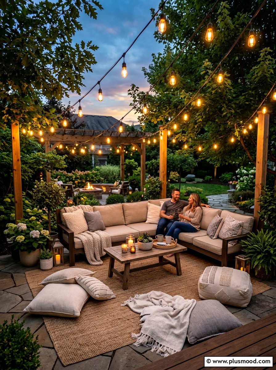 String light backyard - 25 summer patio lounge ideas