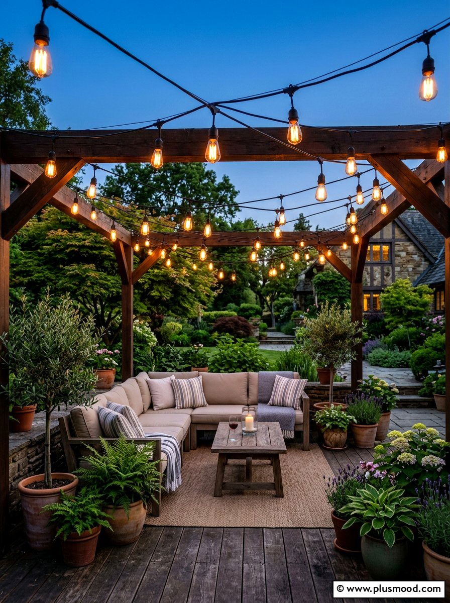 String lighting setup - 25 late summer backyard ideas