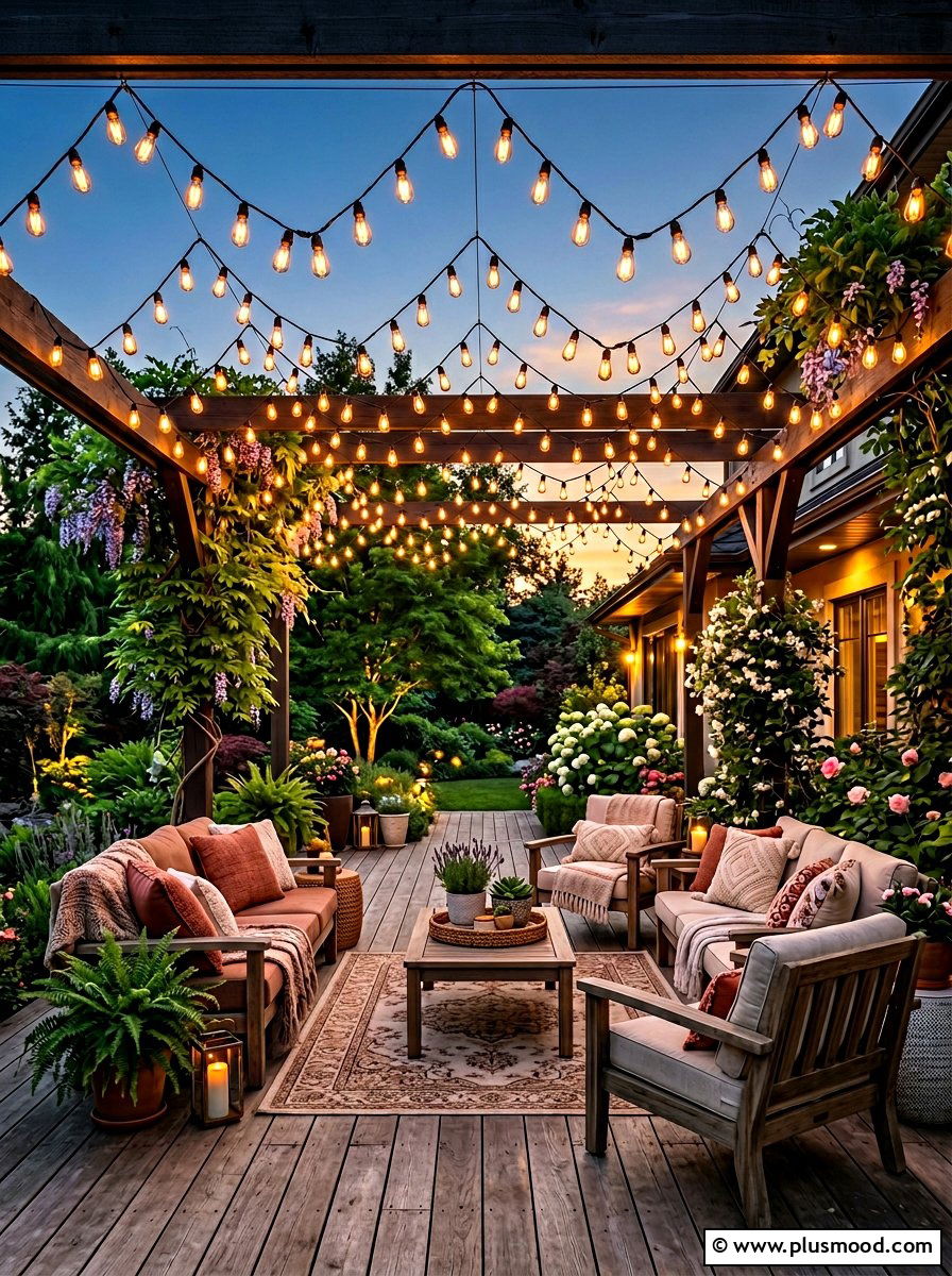 String lighting - 25 summer landscape lighting ideas