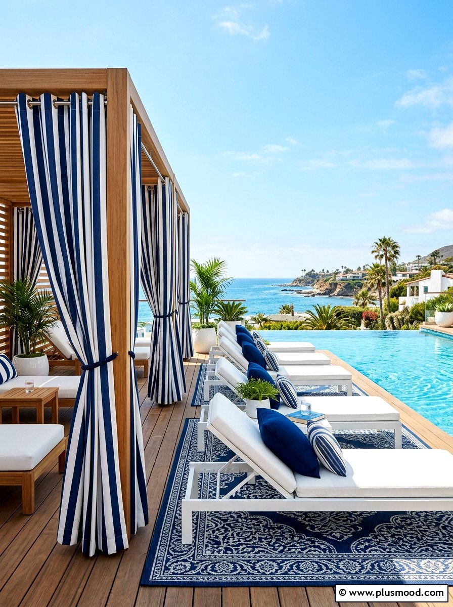 Striped Cabana Patio Drapes - 25 summer patio ideas with outdoor curtains