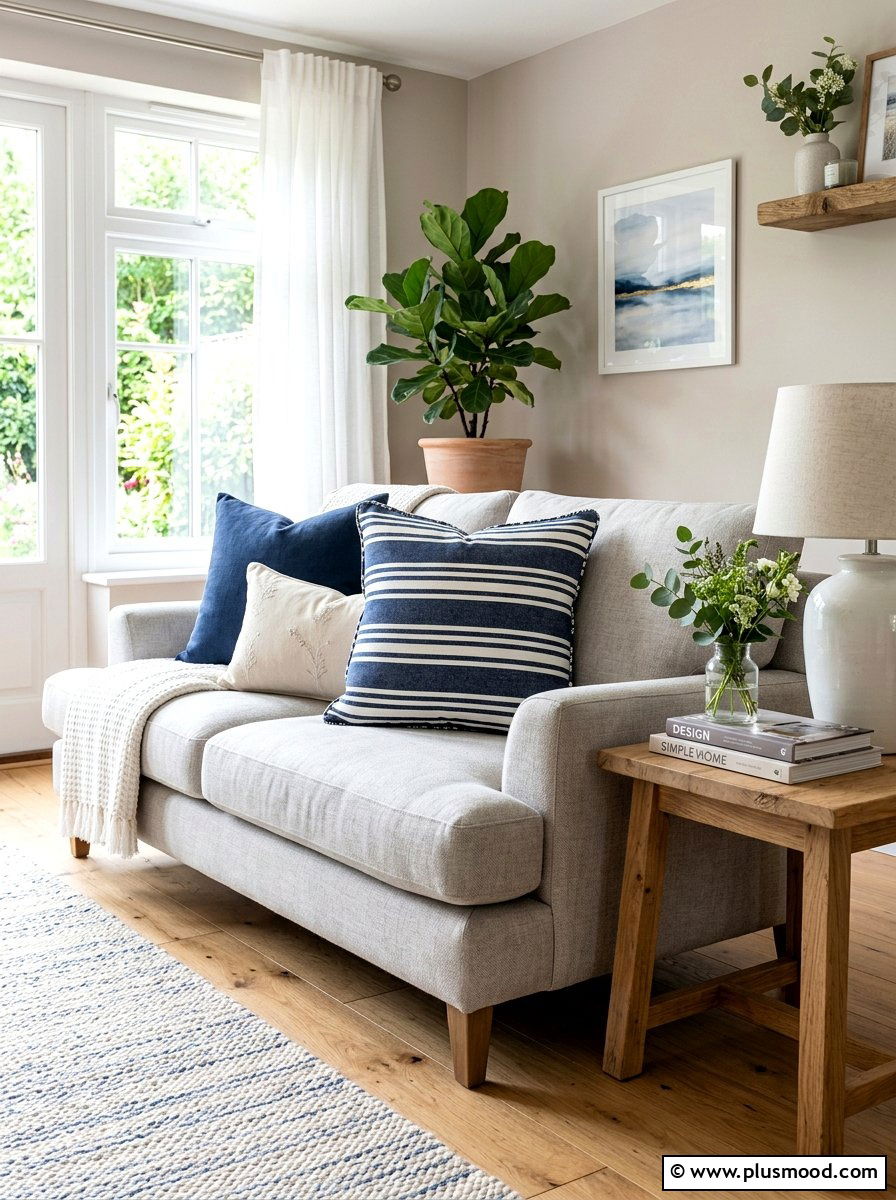 Striped Cotton Throw Pillow - 25 summer rustic decor ideas