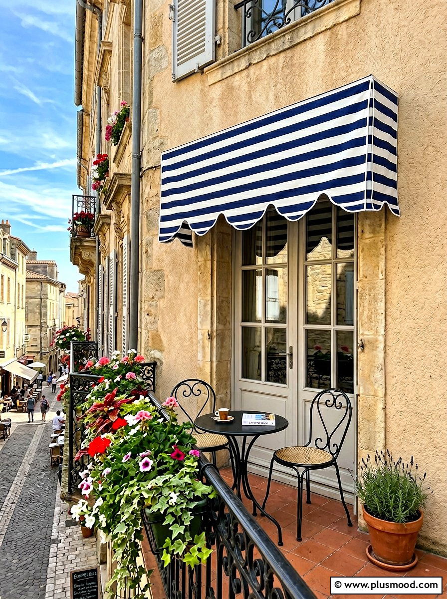Striped Fabric Valance - 25 summer balcony shade ideas