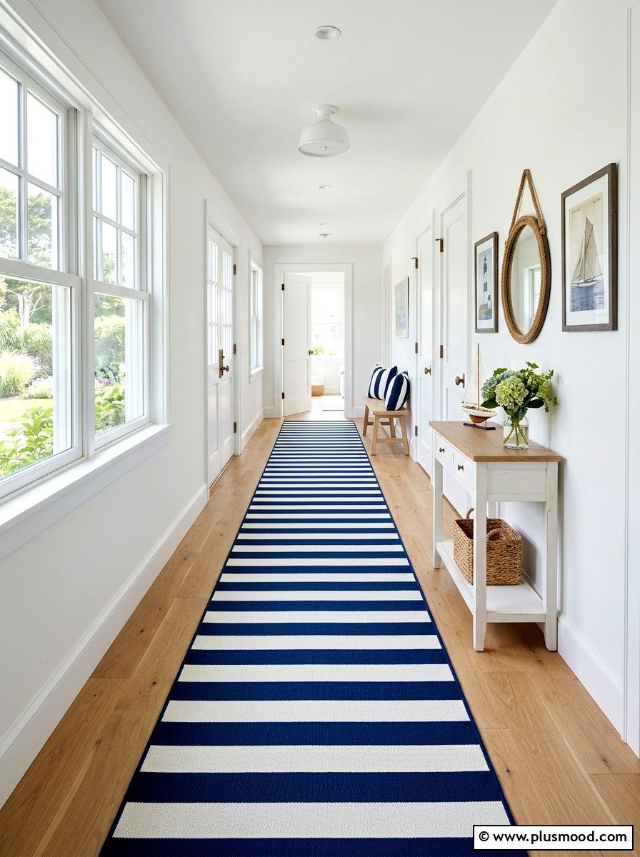 Striped Indoor Outdoor Runner - 25 summer seasonal entry decor ideas
