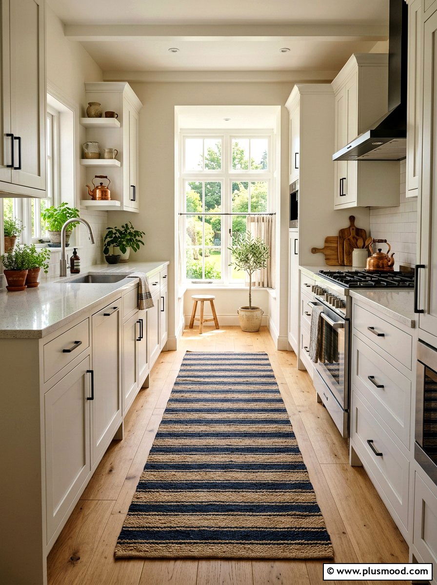 Striped Kitchen Floor Runner - 25 late summer kitchen decor ideas