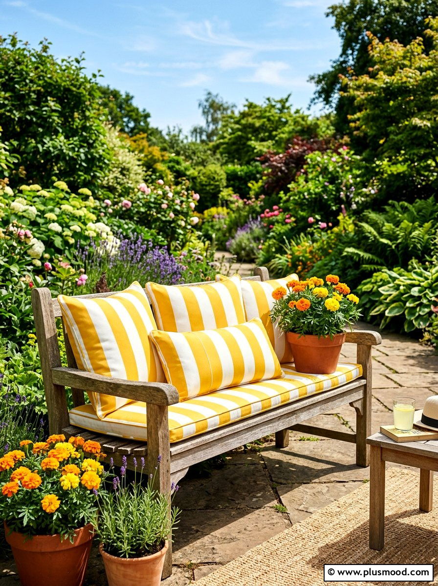 Striped Outdoor Cushions - 25 summer front porch curb appeal ideas