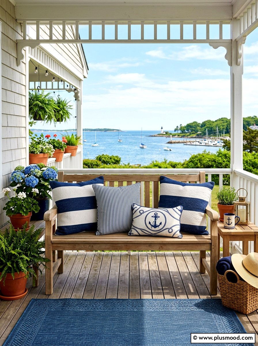 Striped Outdoor Pillow - 25 summer porch decorating ideas