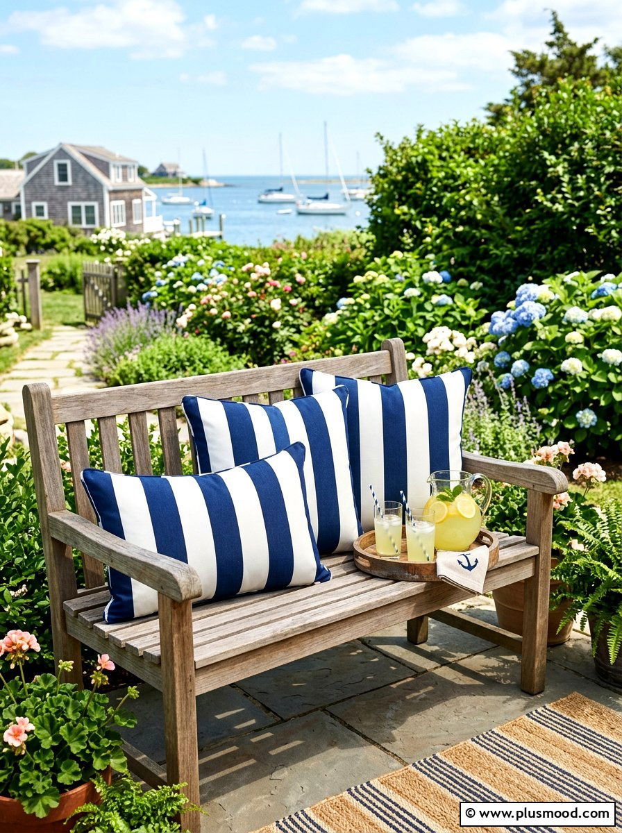 Striped Outdoor Pillows - 25 easy summer porch decorating ideas
