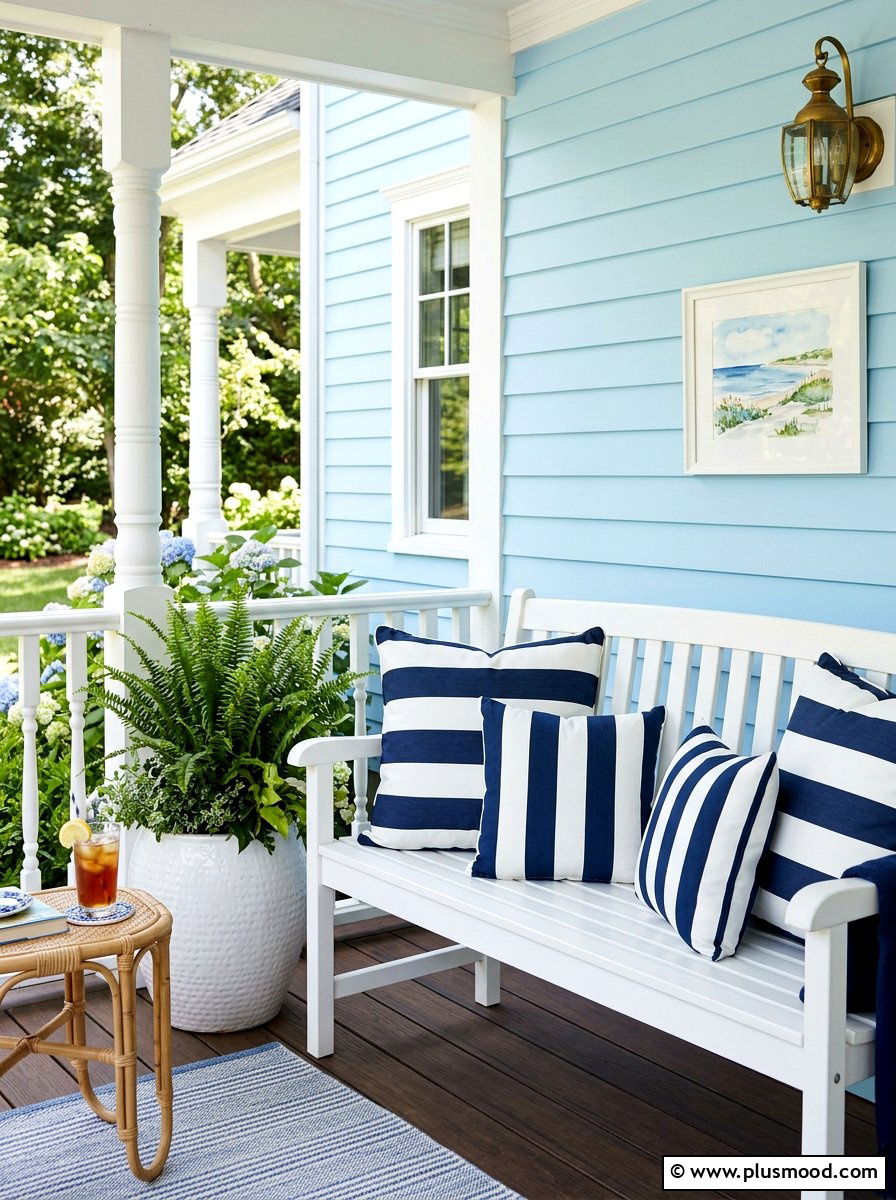 Striped Outdoor Pillows - 25 late summer front porch ideas
