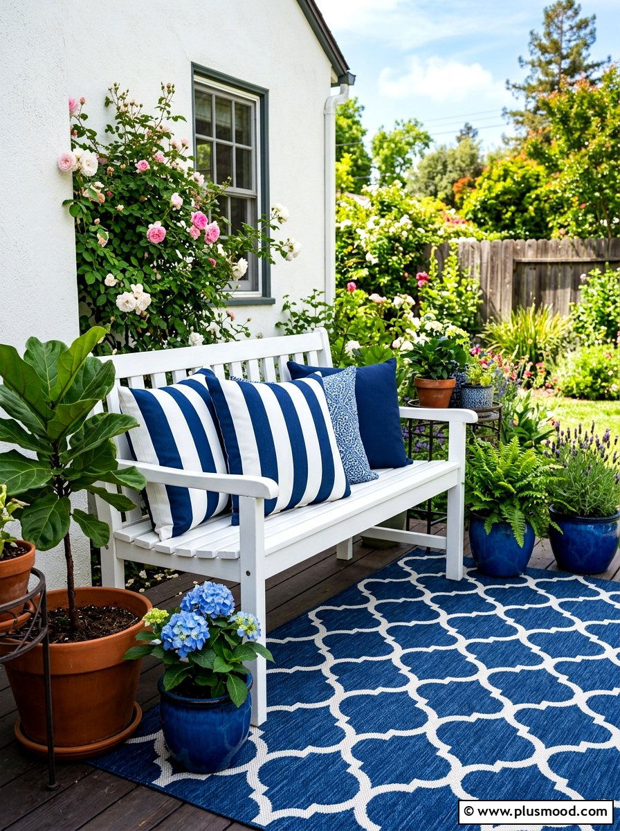 Striped Outdoor Porch Pillow - 25 summer front porch makeover ideas