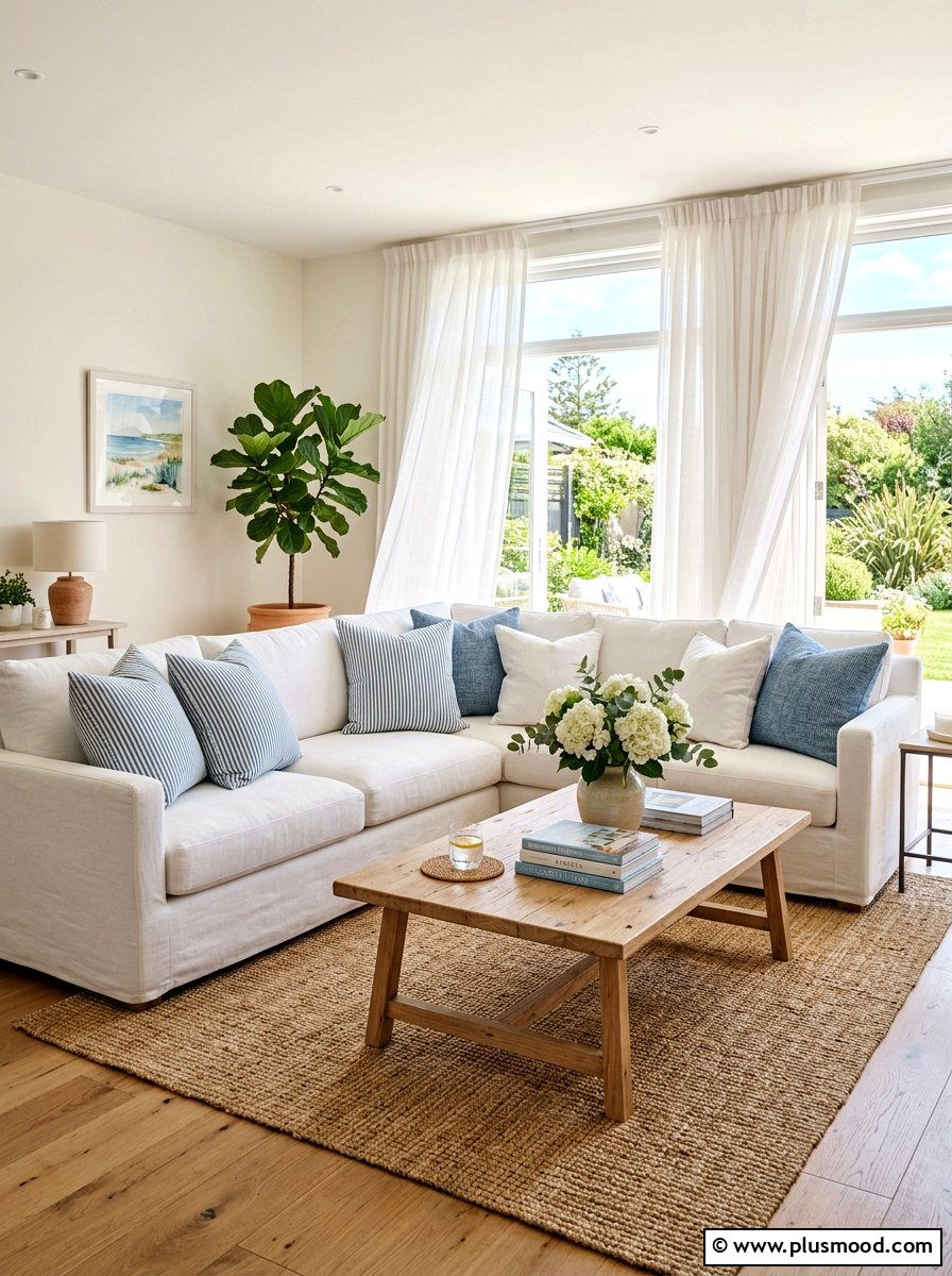 Striped Pillows - 25 airy summer living room ideas