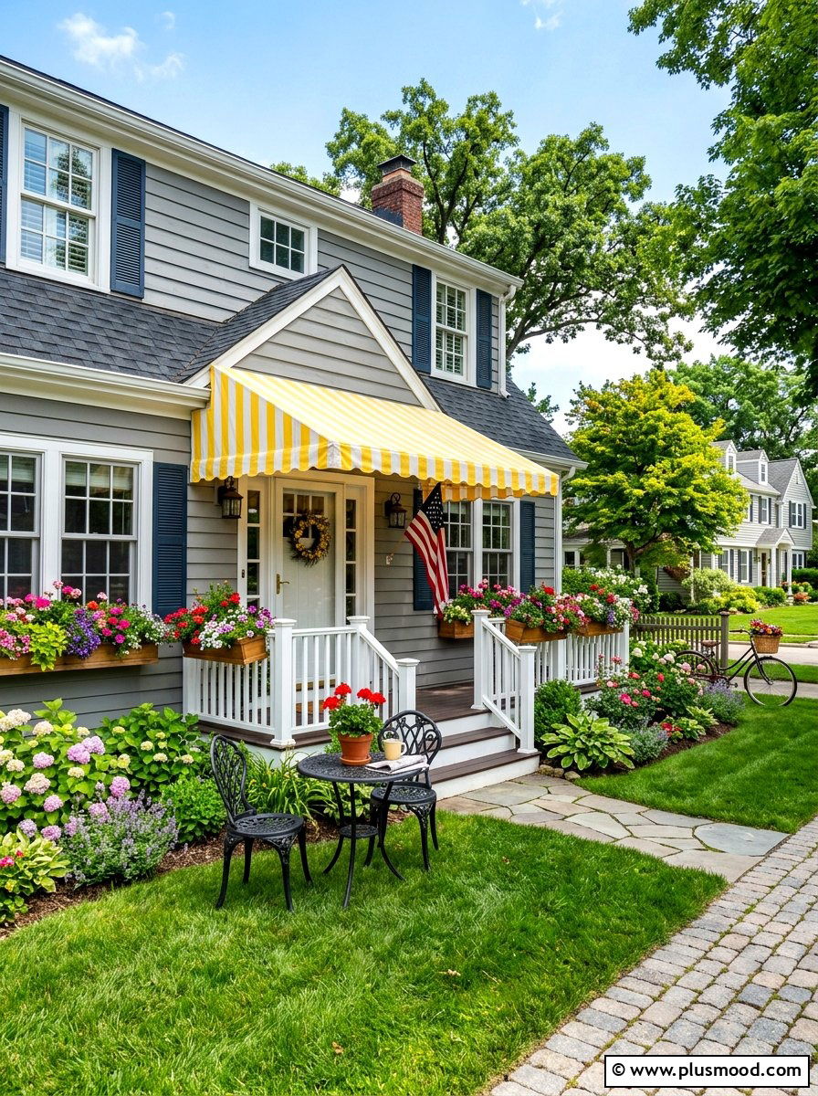 Striped Porch Awning - 25 summer decorating ideas on a budget