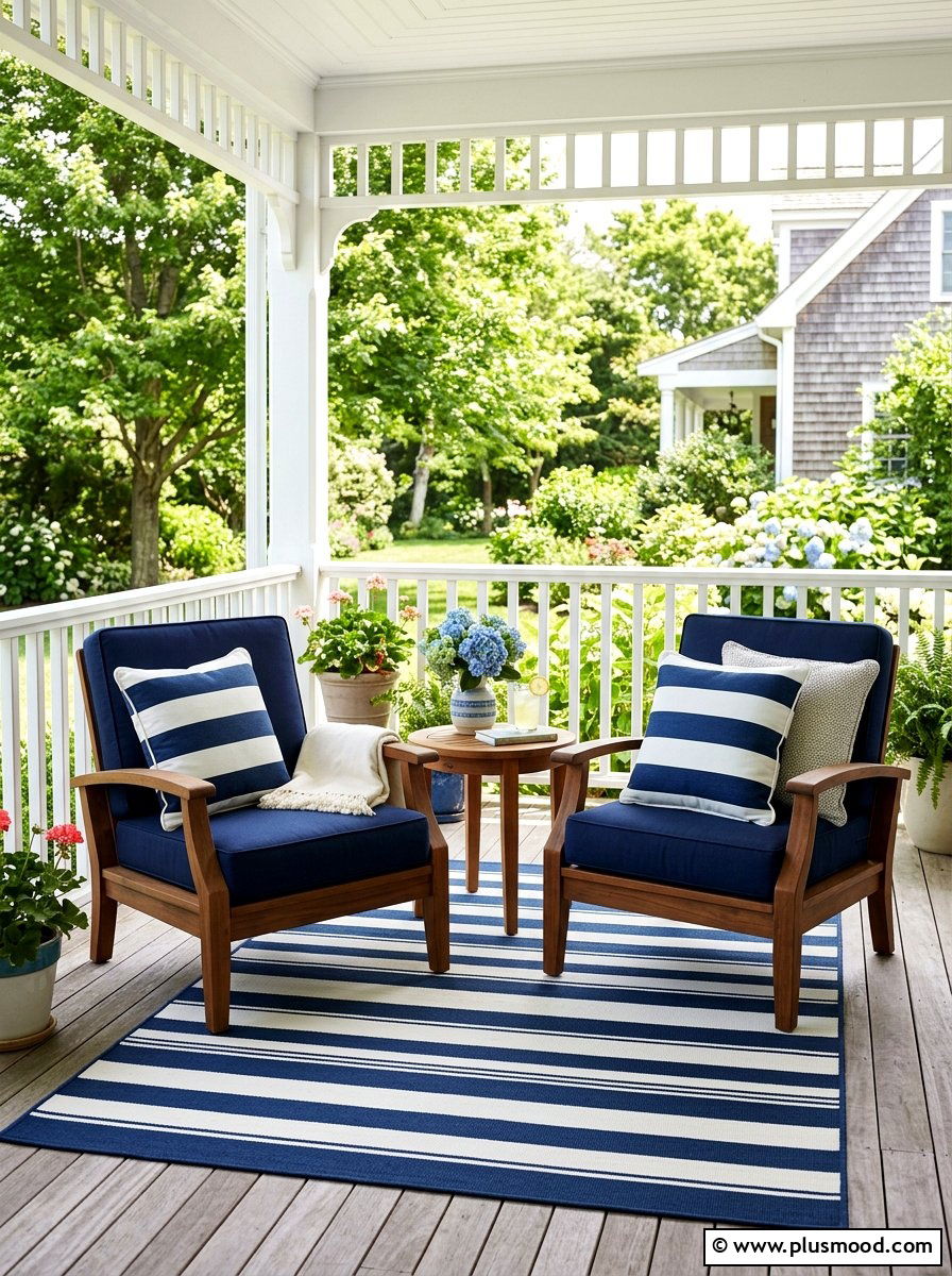 Striped Porch Pillows - 25 summer front porch decor ideas