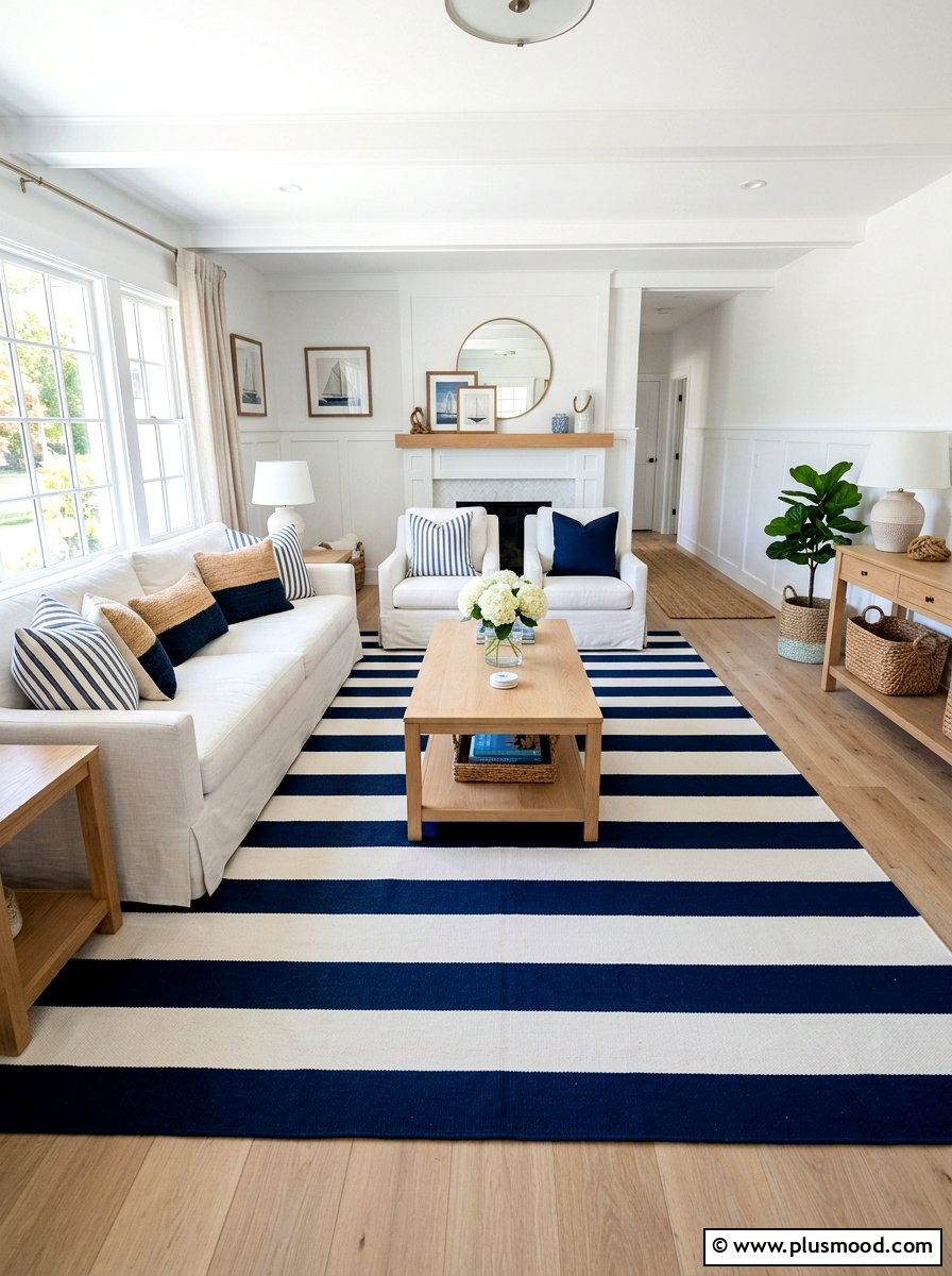 Striped Rug Living Room - 25 light summer living room ideas