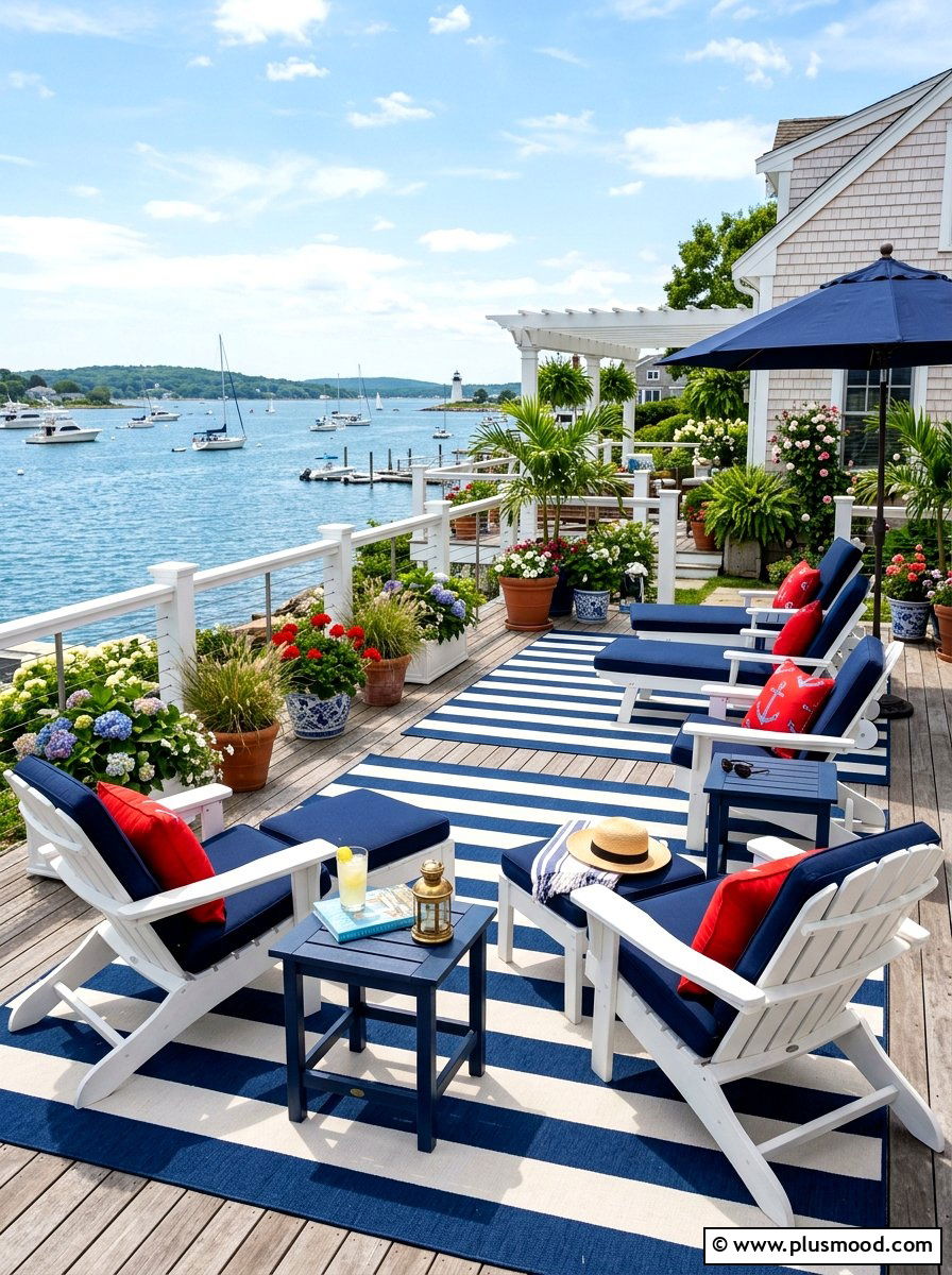 Striped nautical patio - 25 summer nautical decor ideas