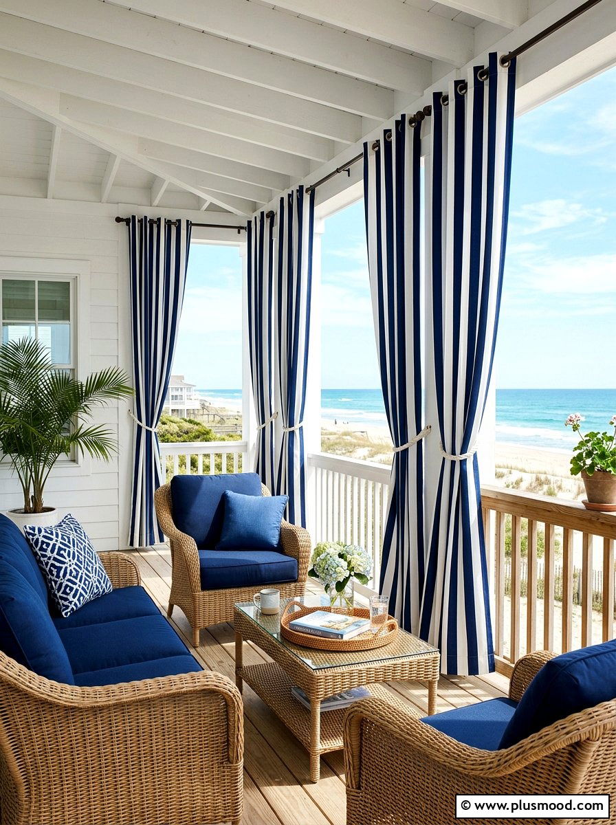 Striped outdoor curtains - 25 summer patio curtain ideas
