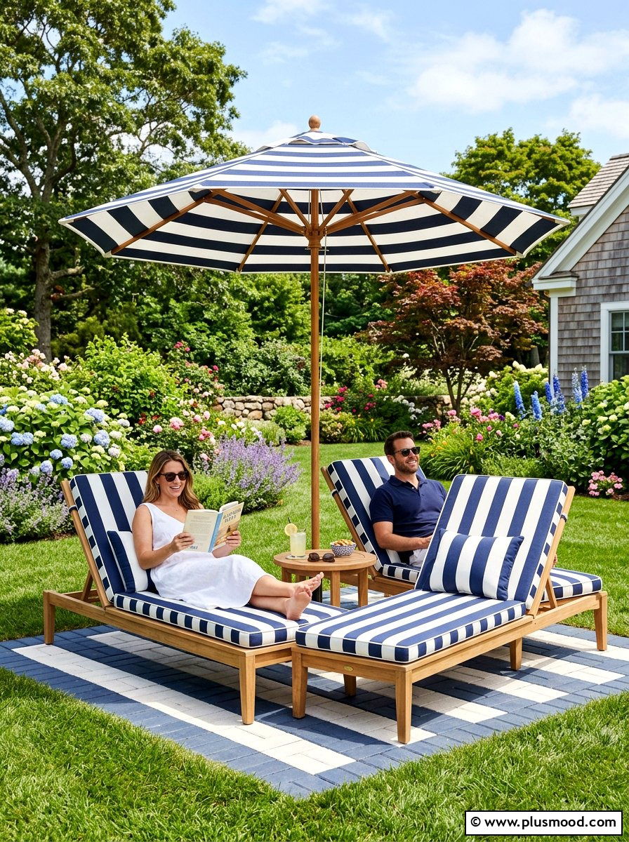 Striped outdoor patio - 25 summer cottage decor ideas