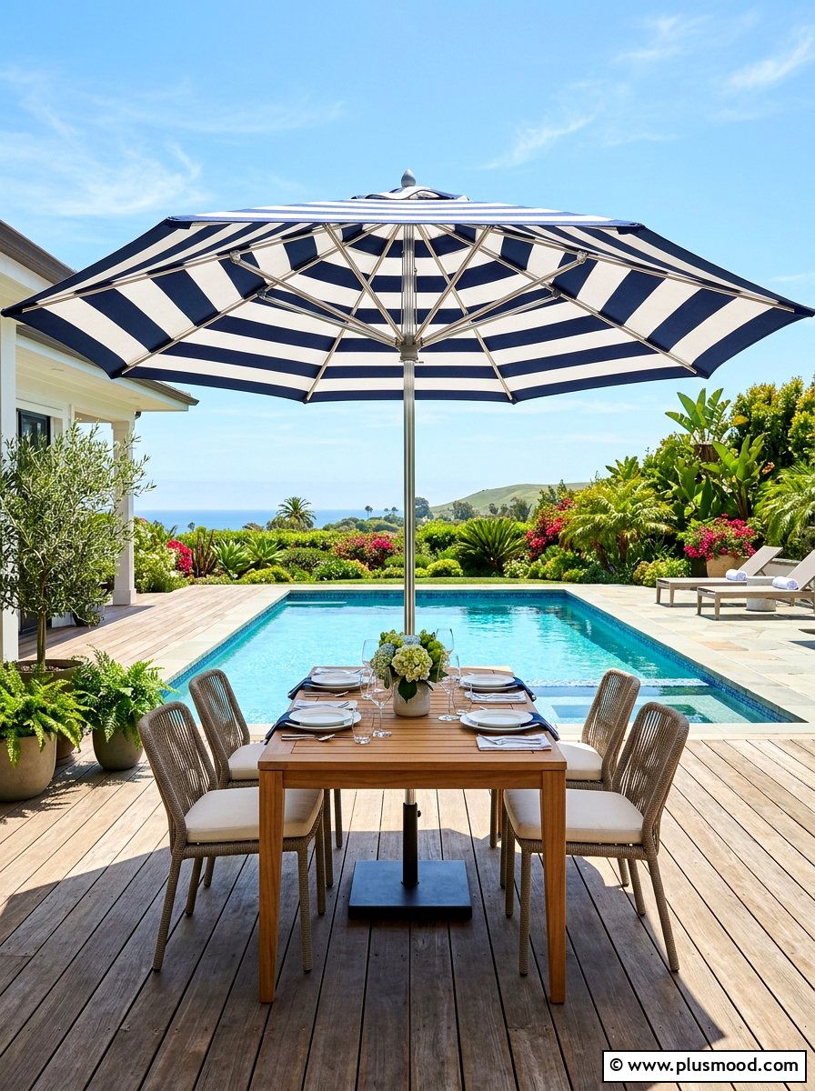 Striped outdoor umbrella - 25 trending summer home decor ideas