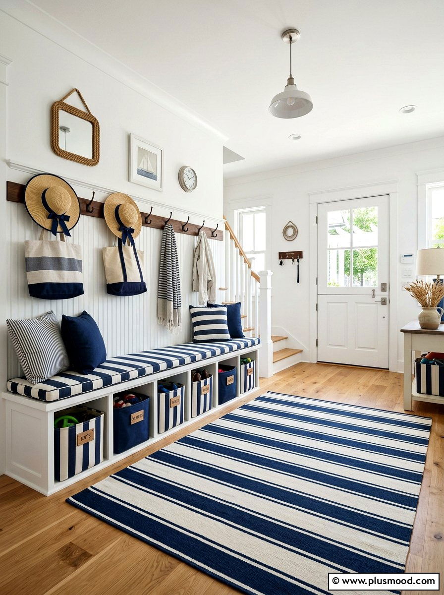 Stripes Patterned Mudroom - 25 best summer home decor ideas