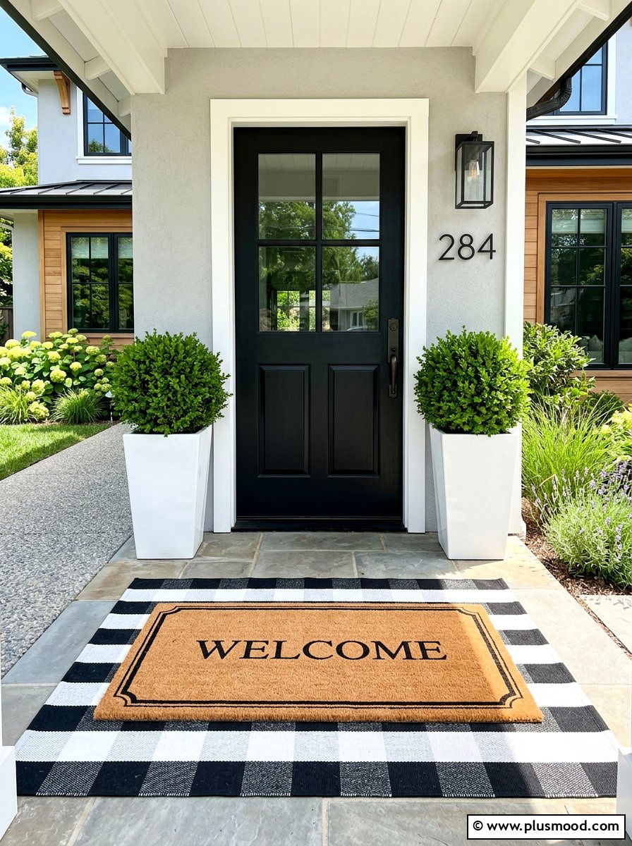 Stylish Layered Doormat Entry - 25 fresh summer front porch ideas