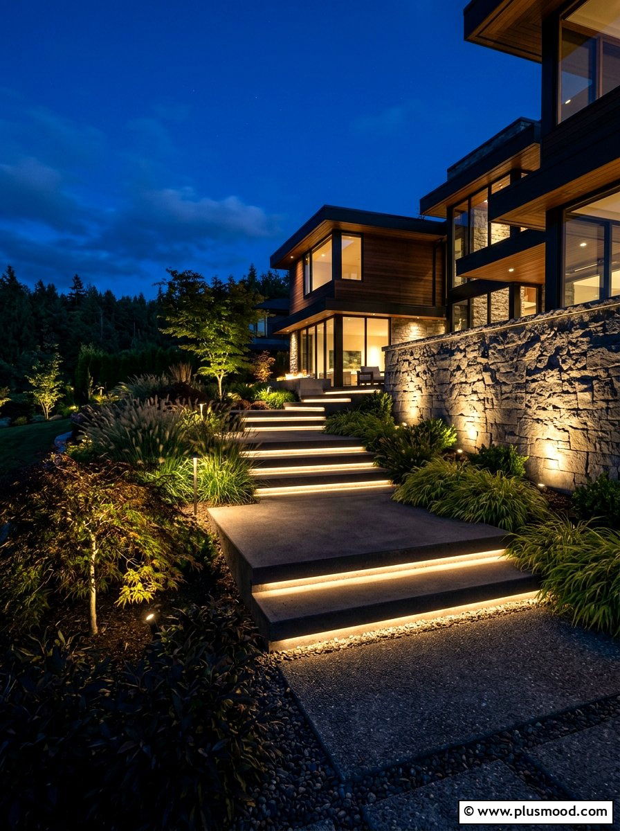 Subtle landscape lighting - 25 small backyard ideas for minimalist style