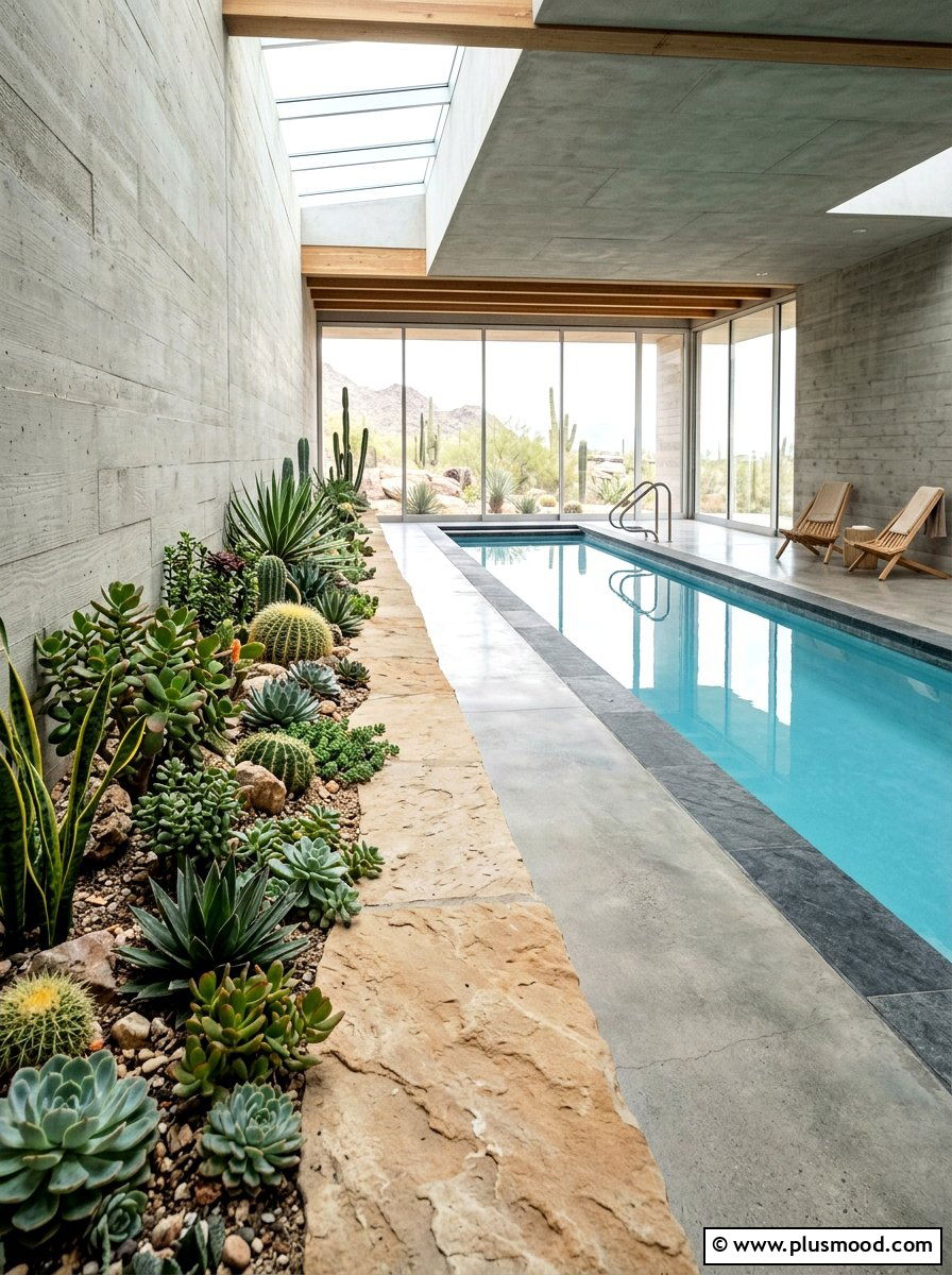 Succulent Arrangement Indoor Pool - 25 pool landscaping ideas for indoor pools