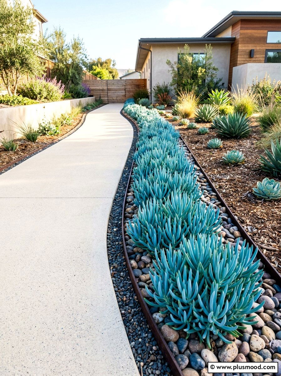 Succulent Border Path - 25 summer succulent garden ideas