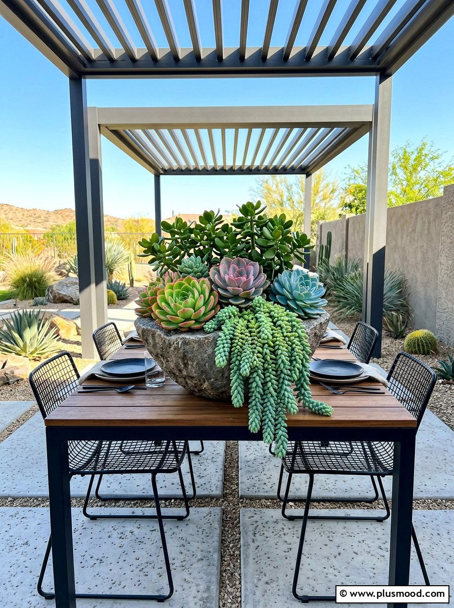 Succulent Bowl Arrangement - 25 summer patio planter ideas