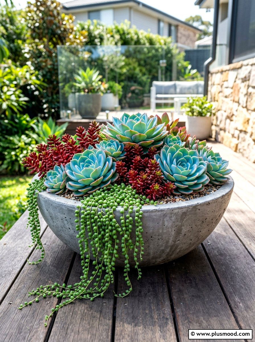 Succulent Bowl Garden - 25 summer colorful planter ideas