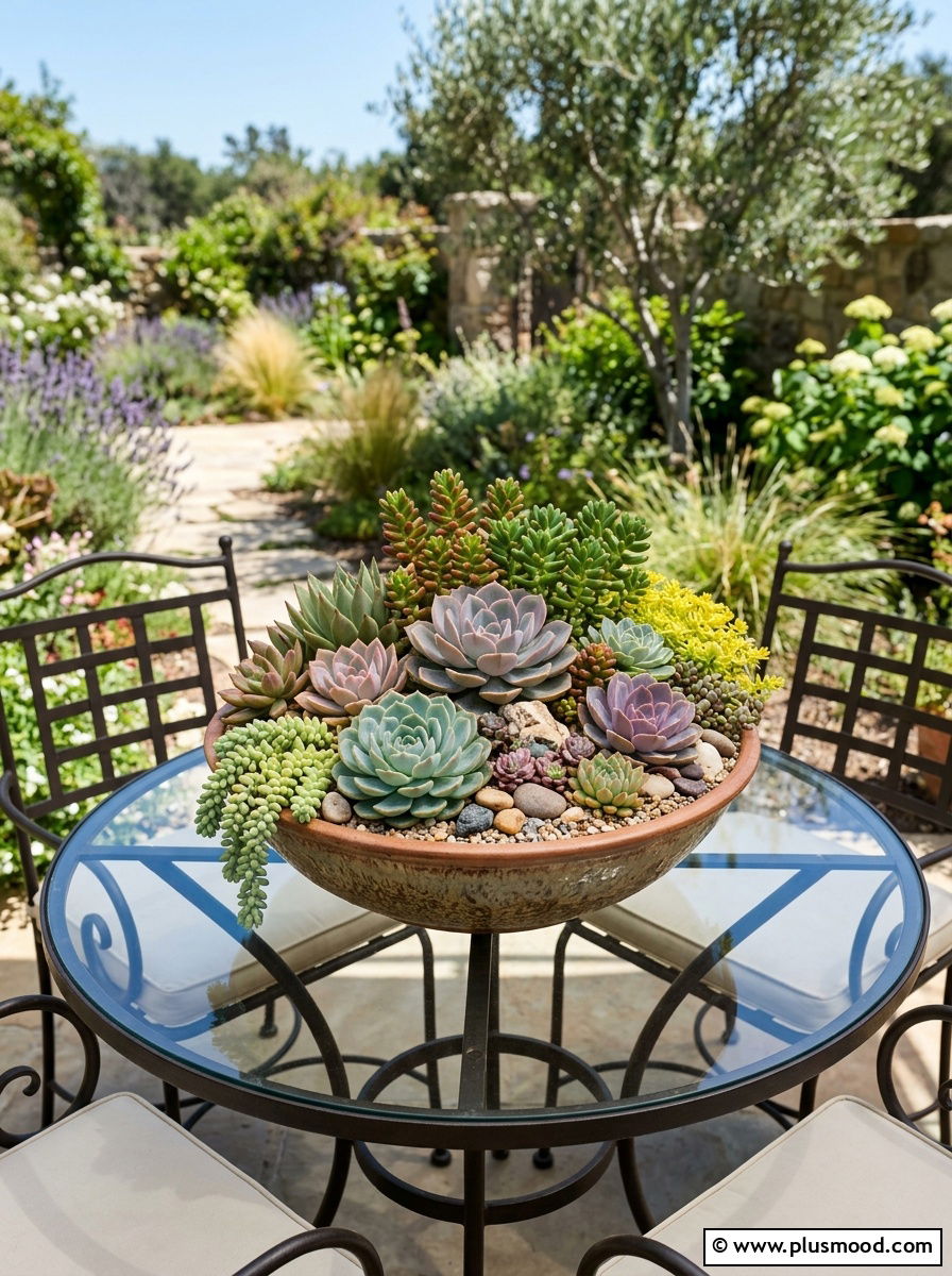 Succulent Container Garden - 25 small backyard ideas with potted plants
