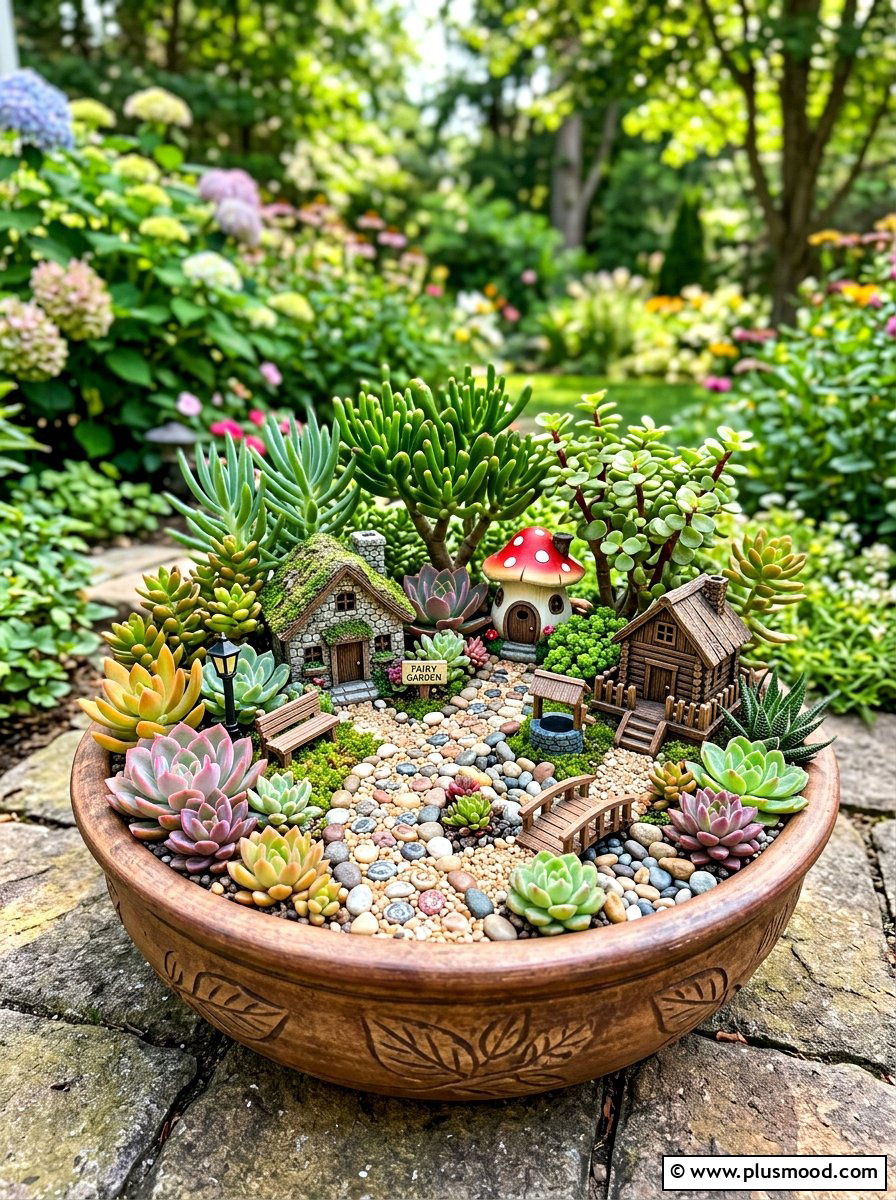 Succulent Fairy Garden - 25 summer succulent planter ideas