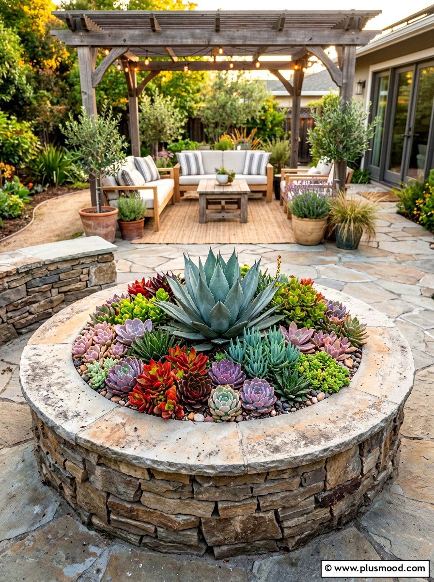 Succulent Fire Pit Conversion - 25 summer succulent garden ideas