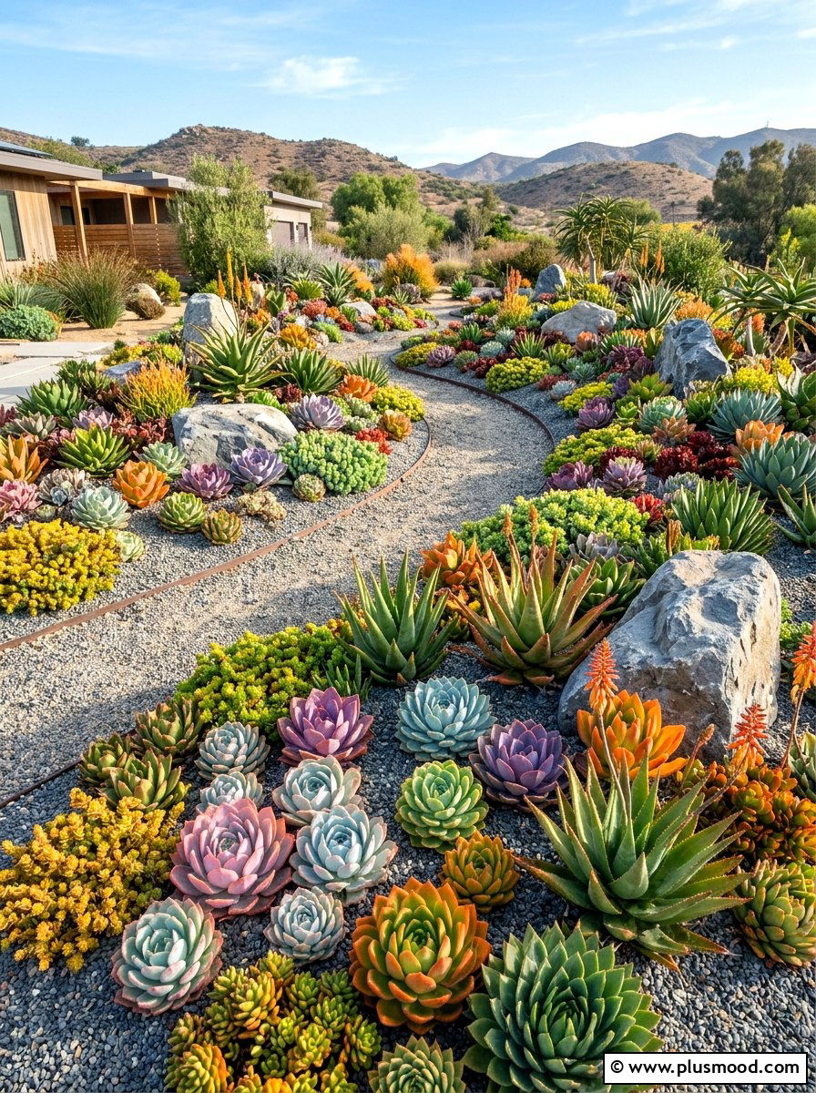Succulent Garden - 25 summer drought tolerant landscaping ideas
