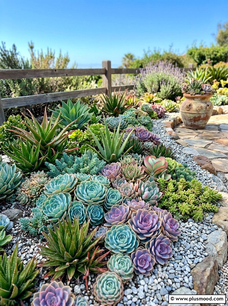 Succulent Garden - 25 summer low water landscaping ideas