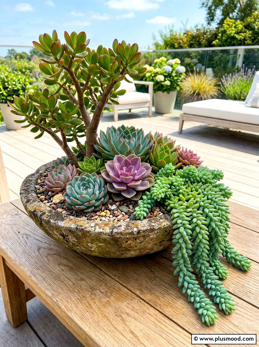 Succulent Garden Bowl - 25 summer planter ideas