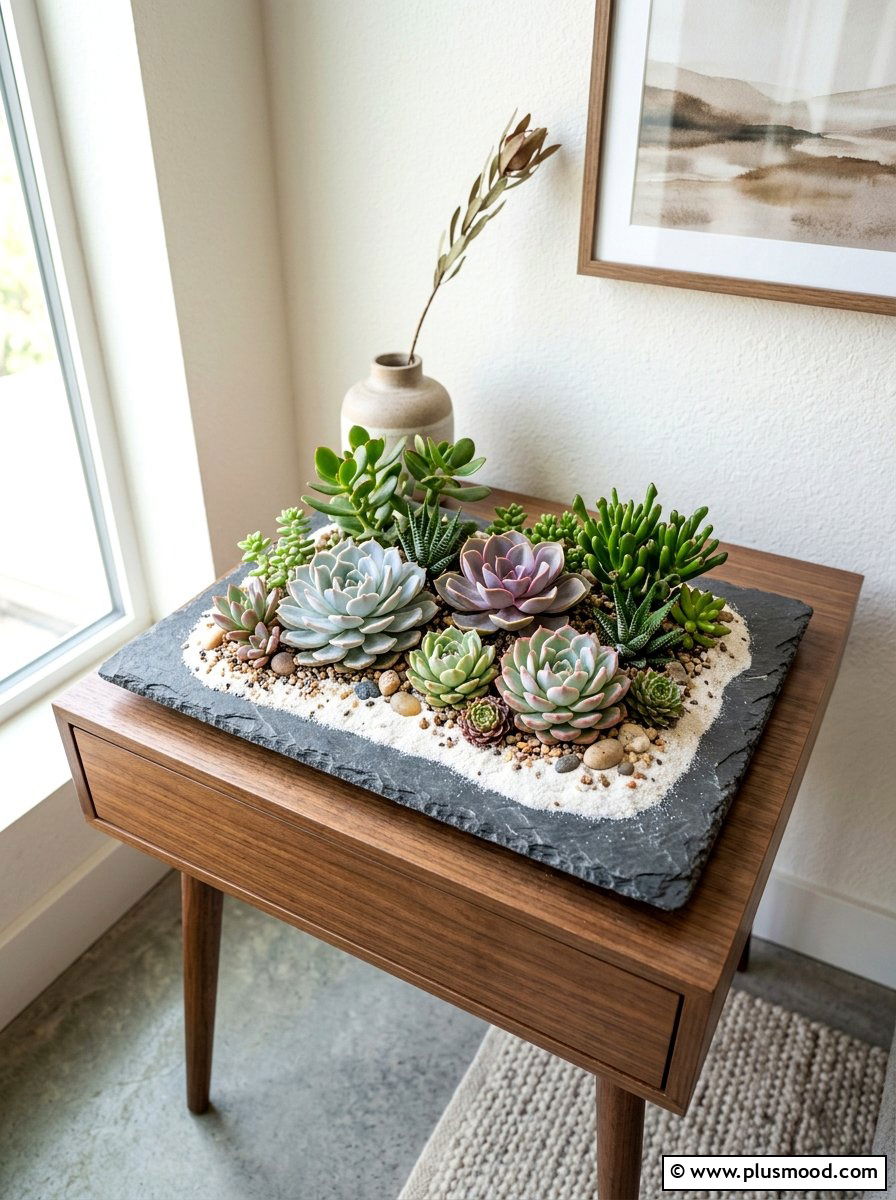 Succulent Garden Tray Arrangement - 25 summer cozy apartment patio ideas