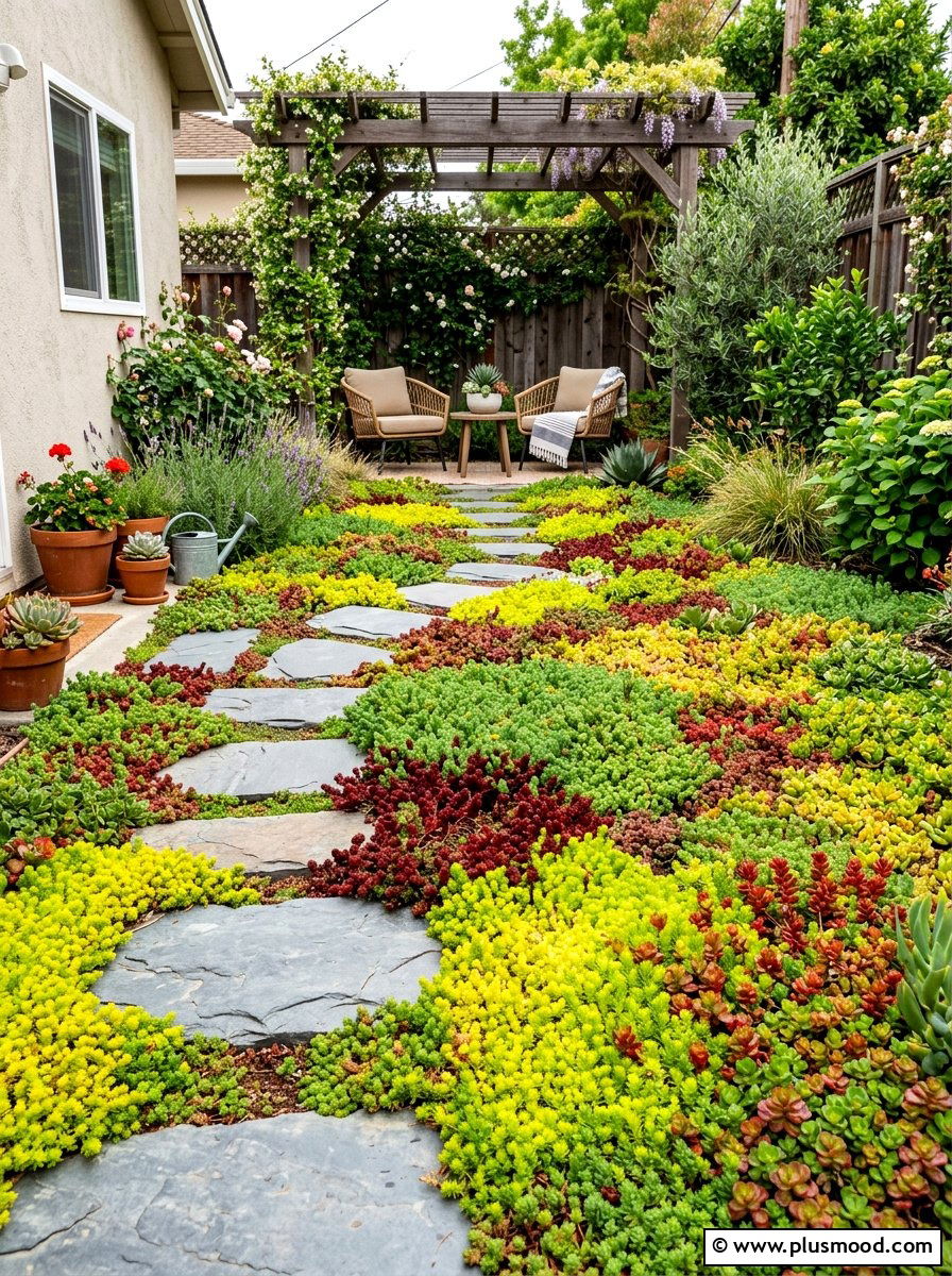 Succulent Ground Cover Landscaping - 25 small backyard ideas with succulent garden
