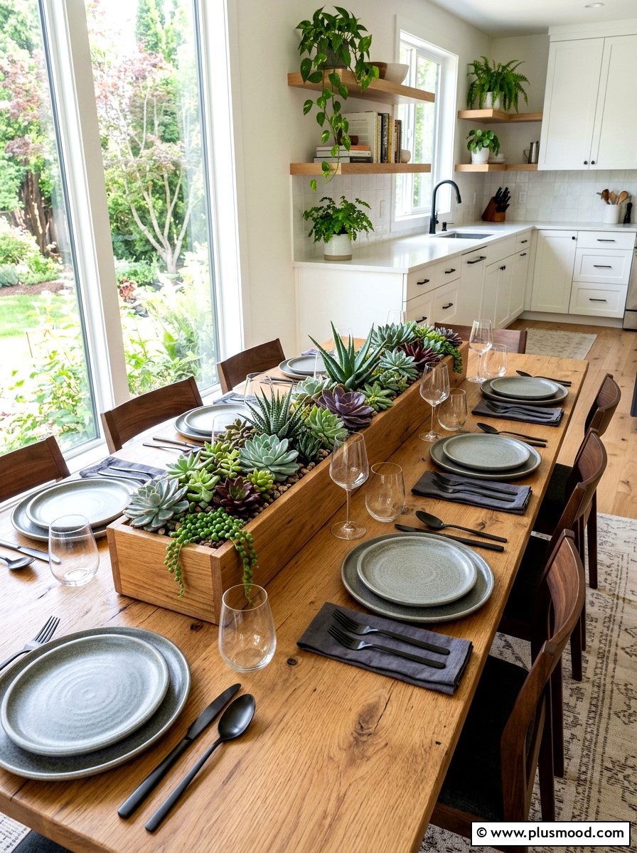 Succulent Kitchen Table - 25 summer kitchen table decor ideas