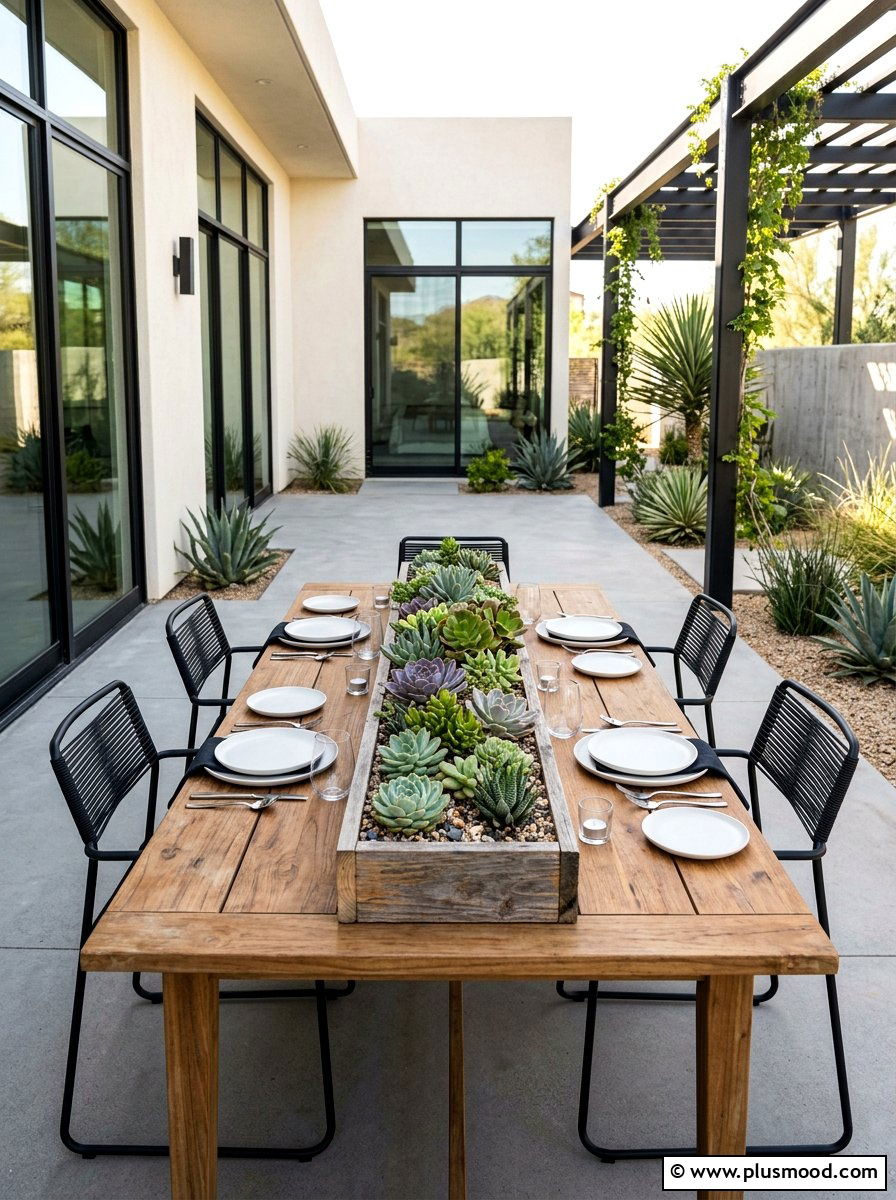 Succulent Outdoor Table - 25 summer outdoor table decor ideas
