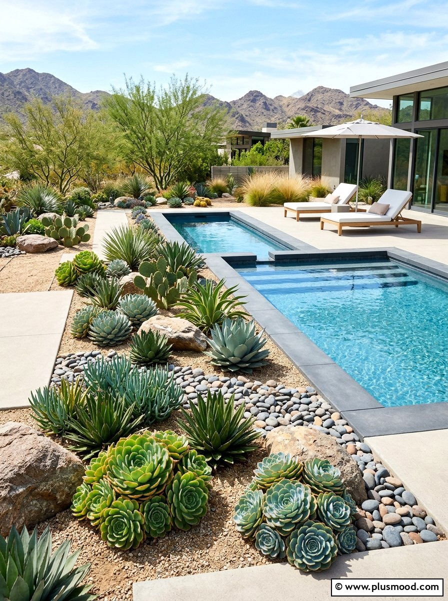 Succulent Pool Garden - 25 pool landscaping ideas low maintenance
