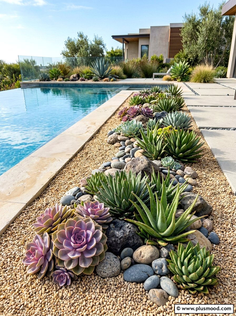 Succulent Pool Garden - 25 Pool Landscaping Ideas