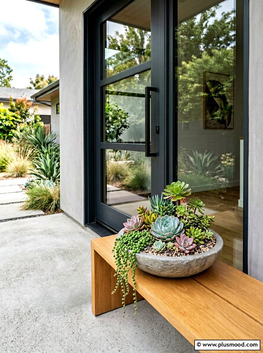 Succulent Porch Arrangement - 25 summer front door planter ideas