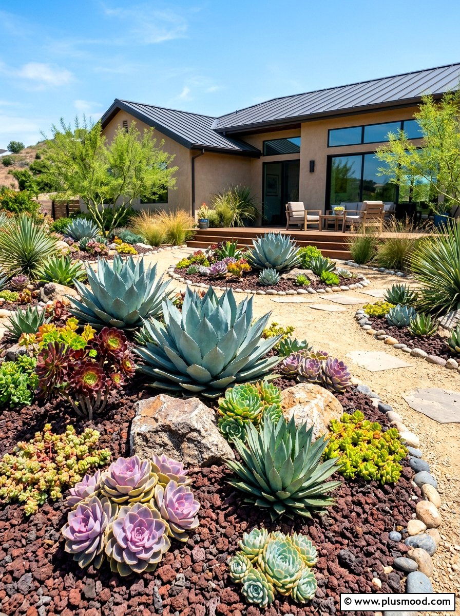 Succulent Rock Garden - 25 summer modern curb appeal ideas