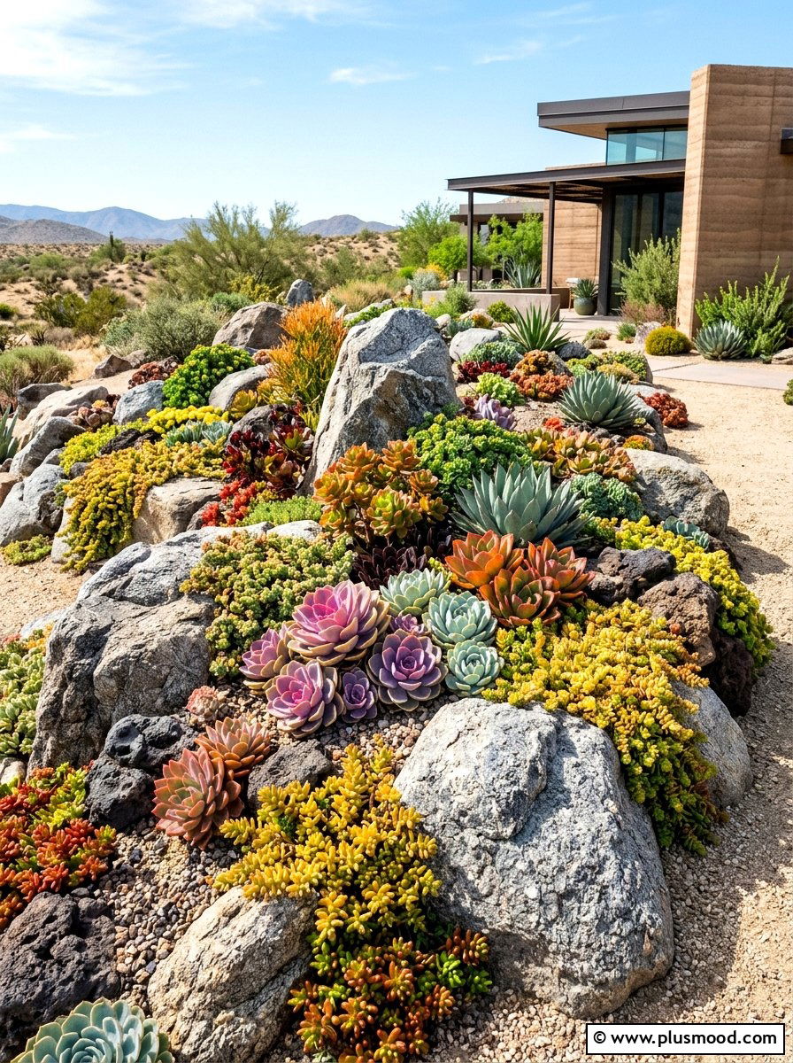 Succulent Rock Garden - 25 summer rock landscaping ideas