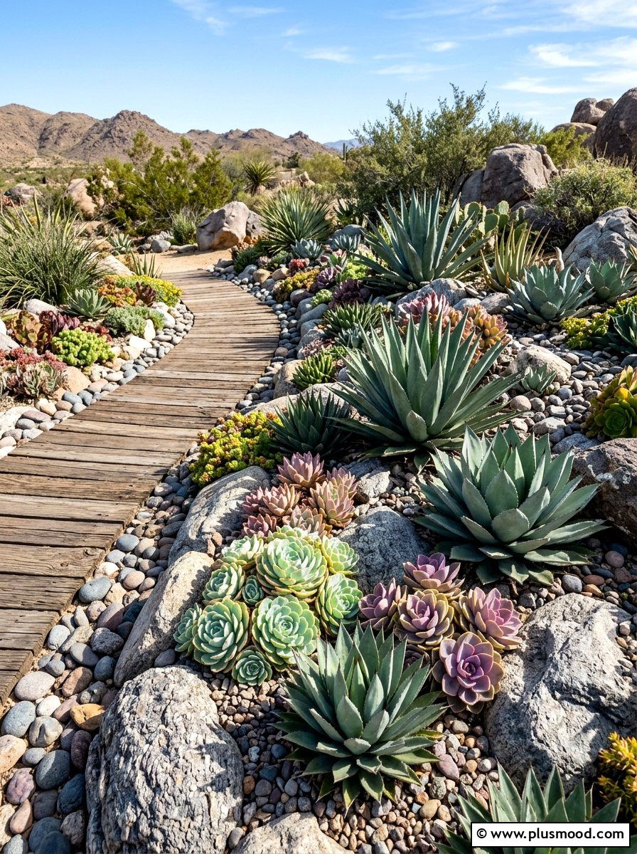 Succulent Rock Garden - 25 summer small courtyard ideas