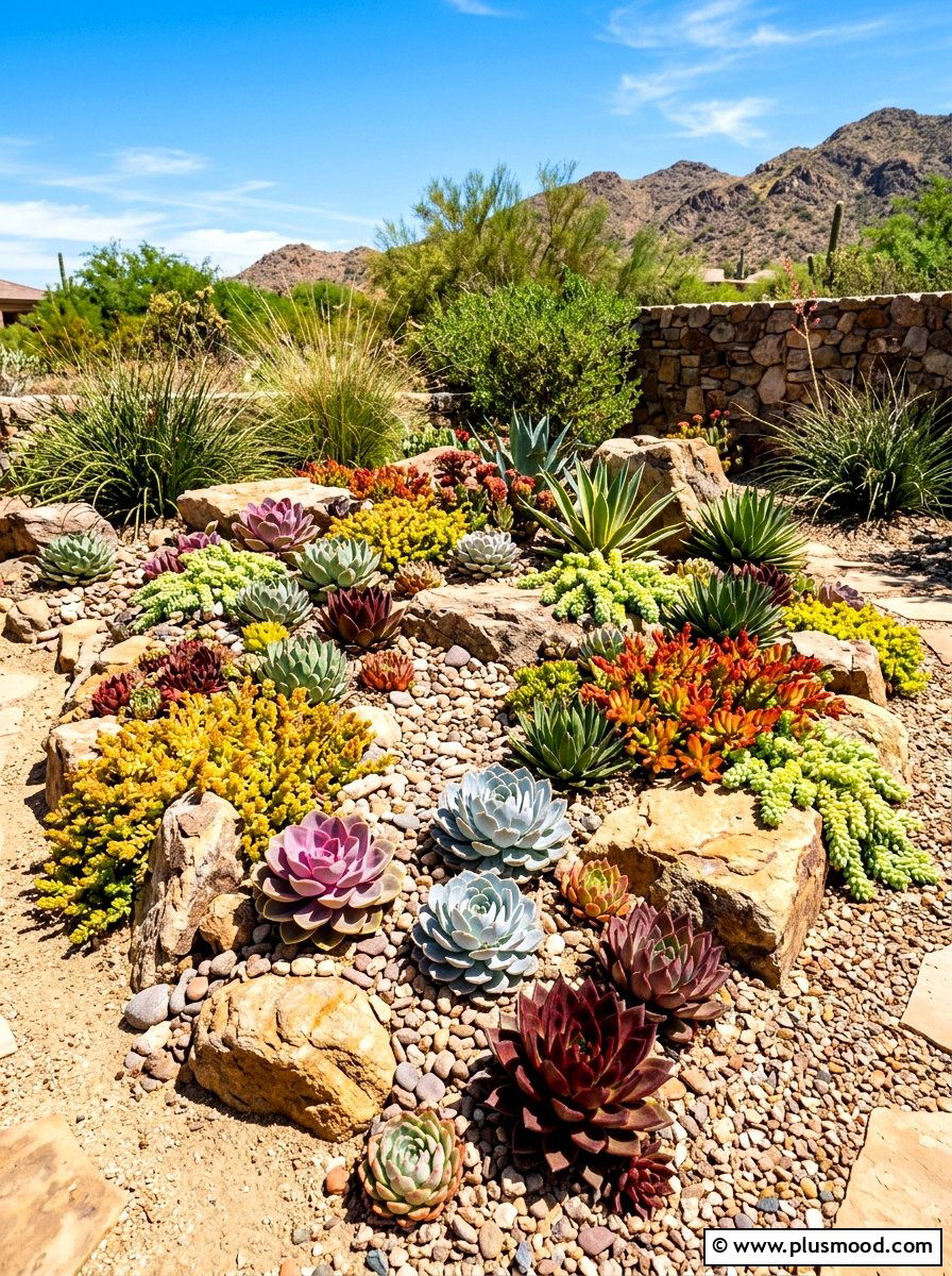 Succulent Rock Garden - 25 summer sensory garden ideas