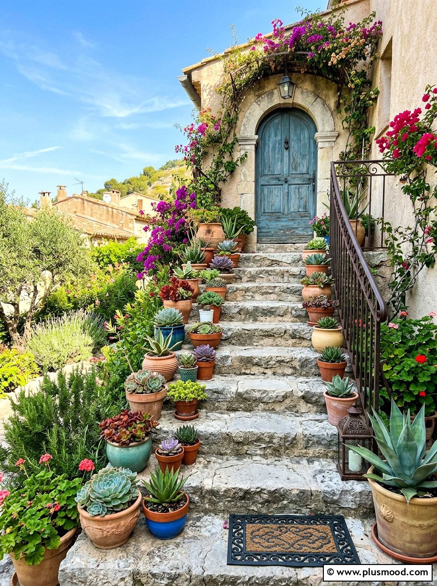 Succulent Staircase Display - 25 summer succulent garden ideas