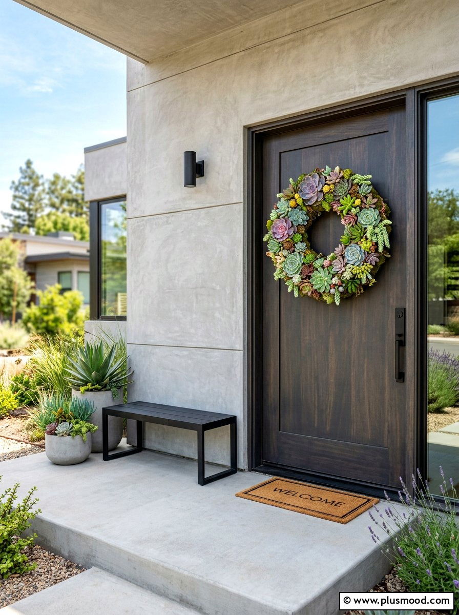 Succulent Summer Door Wreath - 25 summer door decor ideas for summer