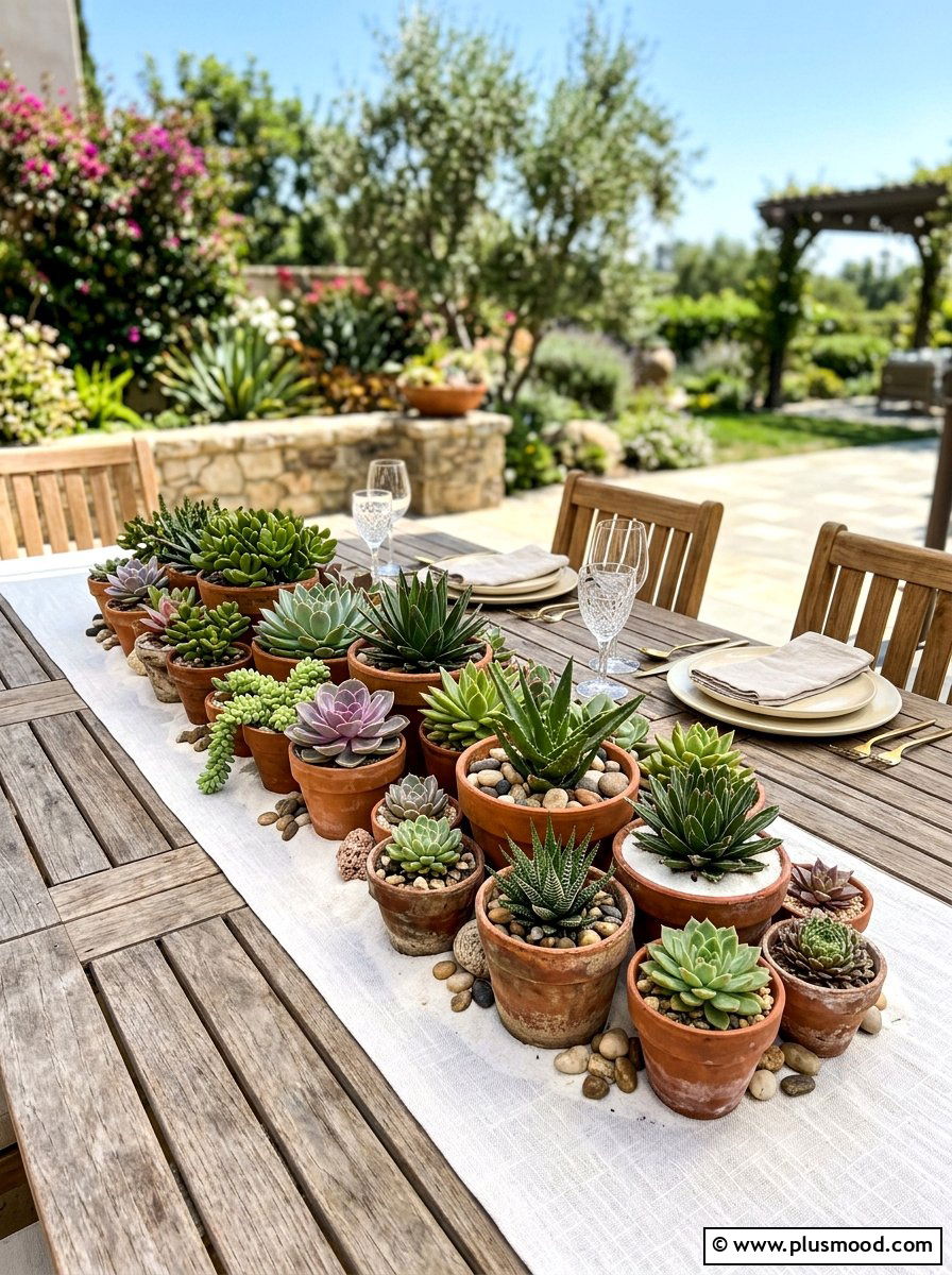 Succulent Table Centerpiece - 25 summer brunch table ideas
