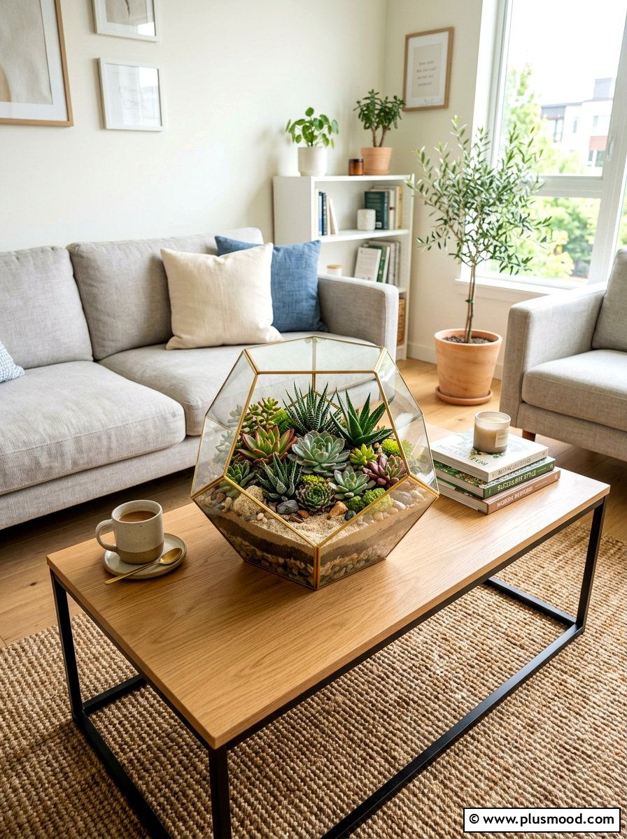 Succulent Terrarium Display - 25 summer botanical decor ideas