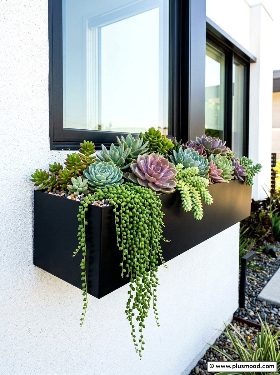 Succulent Window Box - 25 summer window box ideas for curb appeal